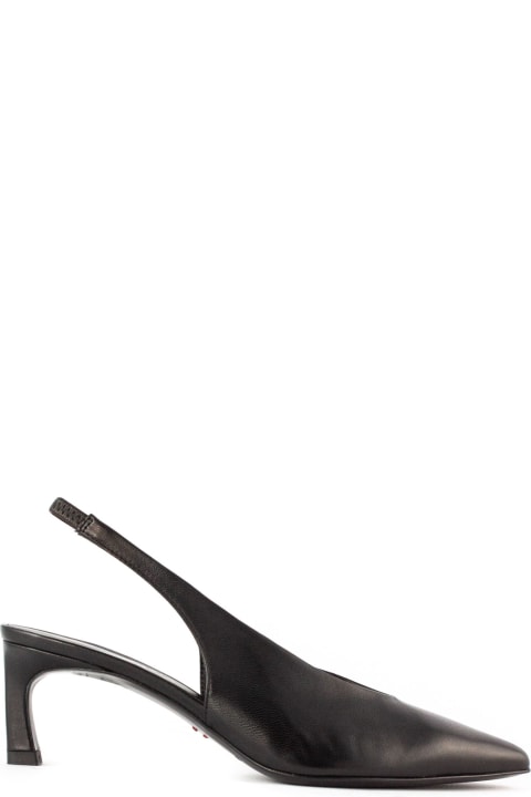 Halmanera High-Heeled Shoes for Women Halmanera Black Leather Slingback