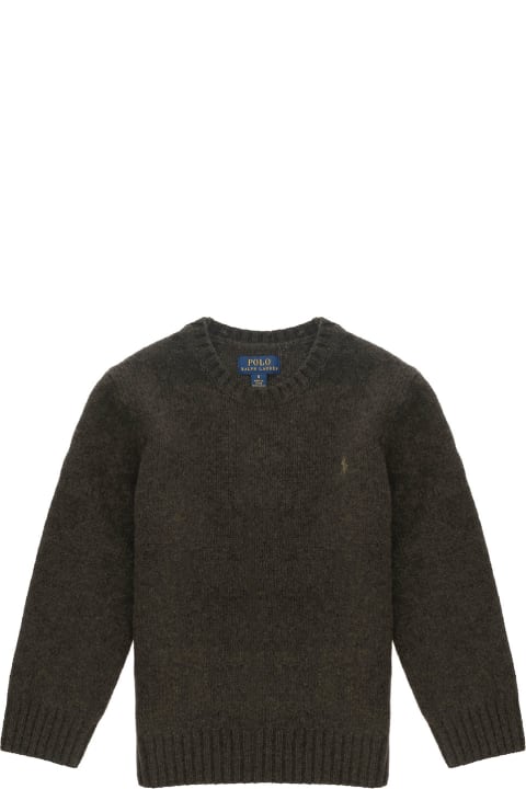 Homeware Polo Ralph Lauren Dark Green Sweater With Pony Detail Embroidered On The Front In Wool And Cashmere Blend Boy