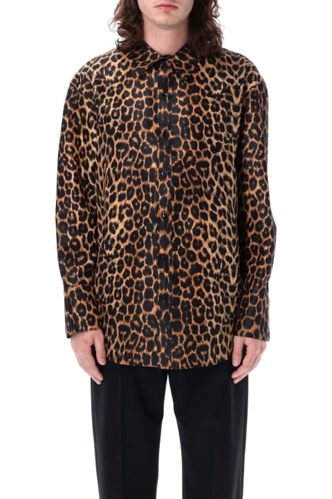 メンズ新着アイテム Saint Laurent Shirt In Leopard Silk Taffeta