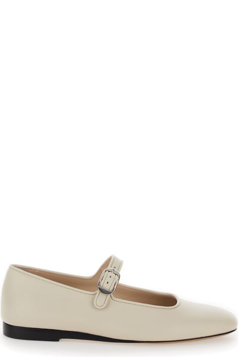 Le Monde Beryl Flat Shoes for Women Le Monde Beryl Off White Mary Jane With Strap In Leather Woman