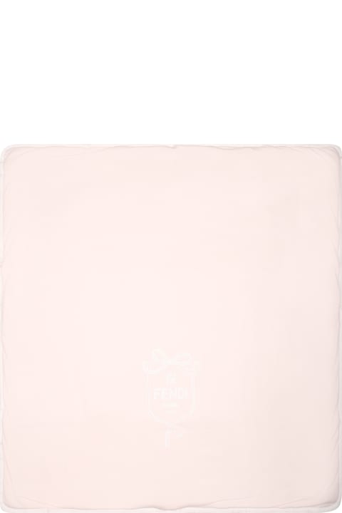 キッズ新着アイテム Fendi Pink Blanket For Baby Girl With Fendi Emblem