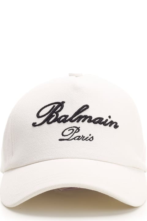 Hats for Women Balmain Embroidered Logo Baseball Cap
