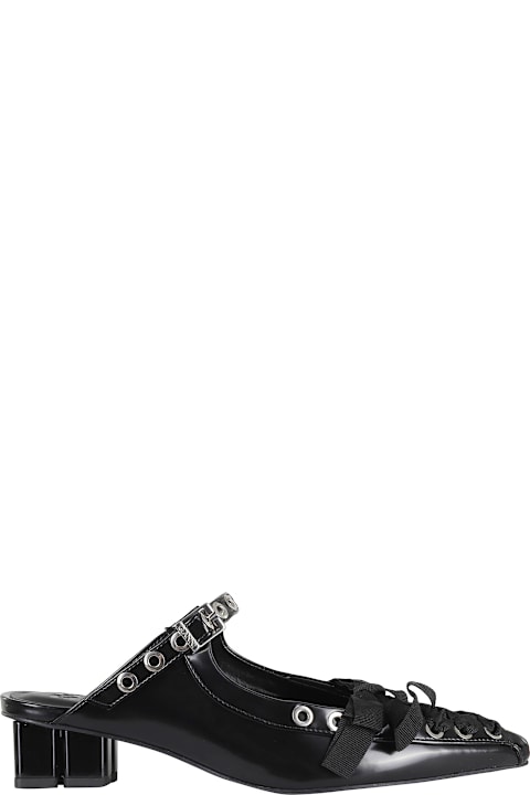 Ganni Eyelets Lace Up Mule Box Oleatex