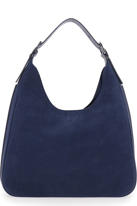 MICHAEL Michael Kors for Men MICHAEL Michael Kors 'nolita Large' Blue Shoulder Bag With Logo Lettering On The Front In Suede Woman