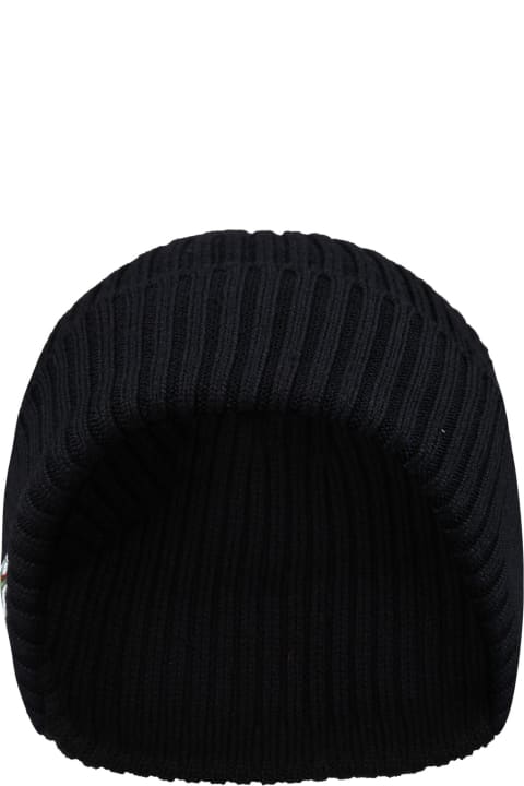 ボーイズ アクセサリー＆ギフト Lacoste Black Hat For Boy With Patch Of The Iconic Logo