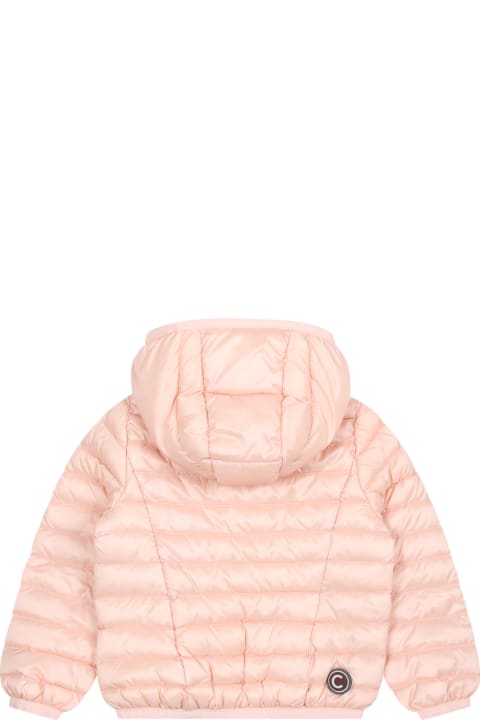 Topwear for Baby Girls Colmar Pink Down Jacket For Baby Girl With Logo
