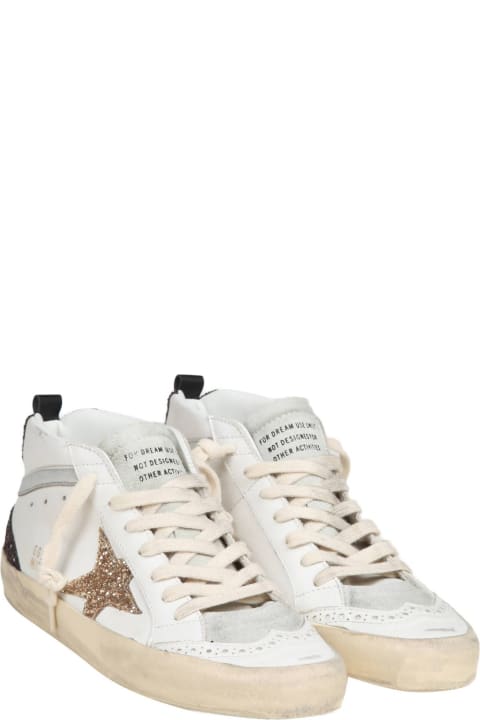 Fashion for Women Golden Goose Golden Goose Mid Star In Leather And Suede With Glitter Star