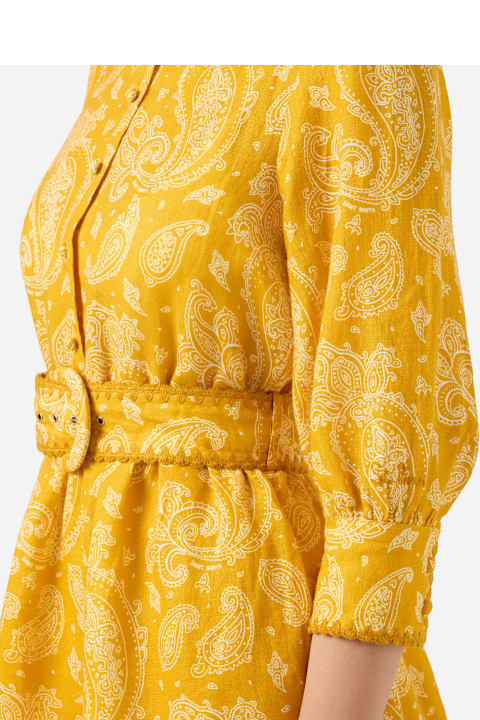 أدوات منزلية MC2 Saint Barth Paisley Print Linen Short Dress Daisi