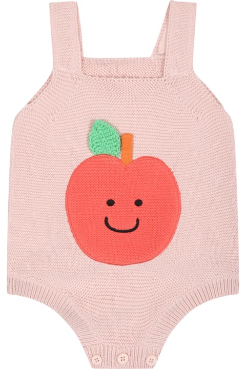 Bodysuits & Sets for Baby Girls Stella McCartney Kids Pink Bodysuit For Baby Girl With Apple