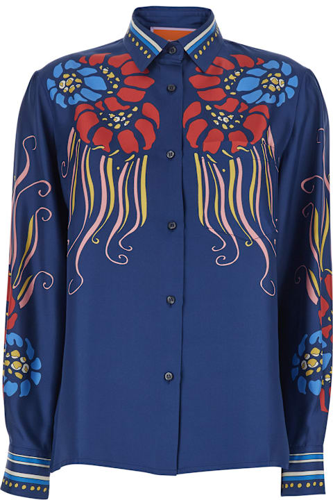 La DoubleJ for Men La DoubleJ Multicolor Silk Shirt With Classic Collar And All-over Print Woman