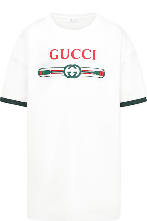 Gucci T-Shirts & Polo Shirts for Boys Gucci White T-shirt For Boy With Logo
