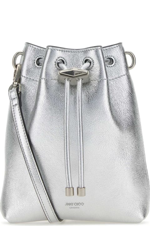 Jimmy Choo Bags for Women Jimmy Choo Silver Nappa Leather Bon Bon Bucket Bag