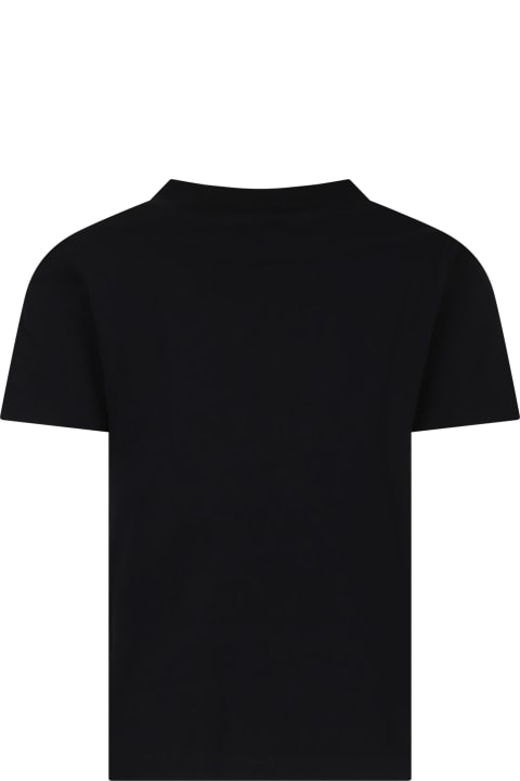 ボーイズ GivenchyのTシャツ＆ポロシャツ Givenchy Black T-shirt For Boy With Denim Logo