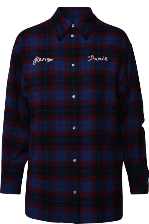 Blue And Red Wool Blend Shirt