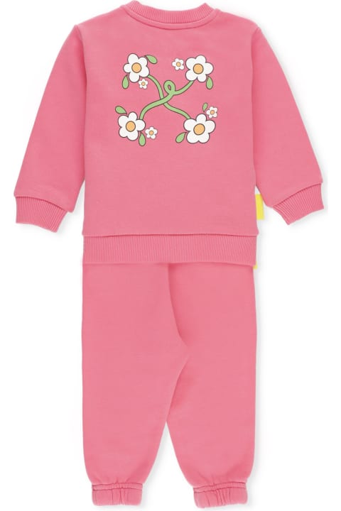 Bodysuits & Sets for Baby Girls Off-White Funny Flowers Two-piece Jumpsuit