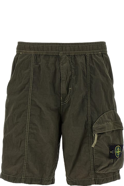 Stone Island Pants for Men Stone Island Logo Badge Bermuda Shorts