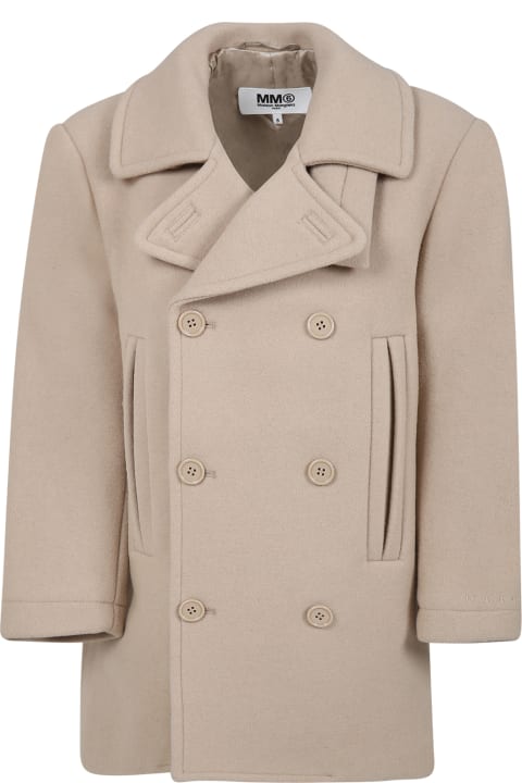 Coats & Jackets for Boys MM6 Maison Margiela Beige Coat For Boy With Logo