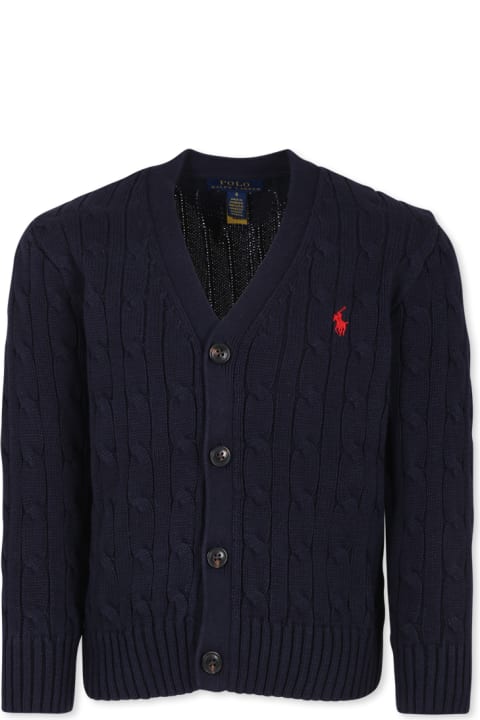 Homeware Ralph Lauren Blue Cardigan For Boy With Horse