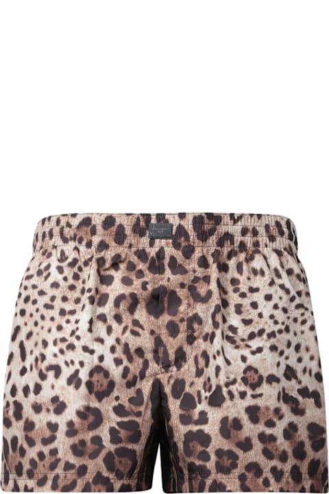 Dolce & Gabbana Swimwear for Men Dolce & Gabbana Brown Leopard Print Swim Shorts