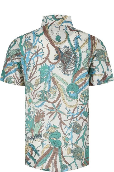 ボーイズ Gucciのトップス Gucci Ivory Shirt For Boy With Marine Print
