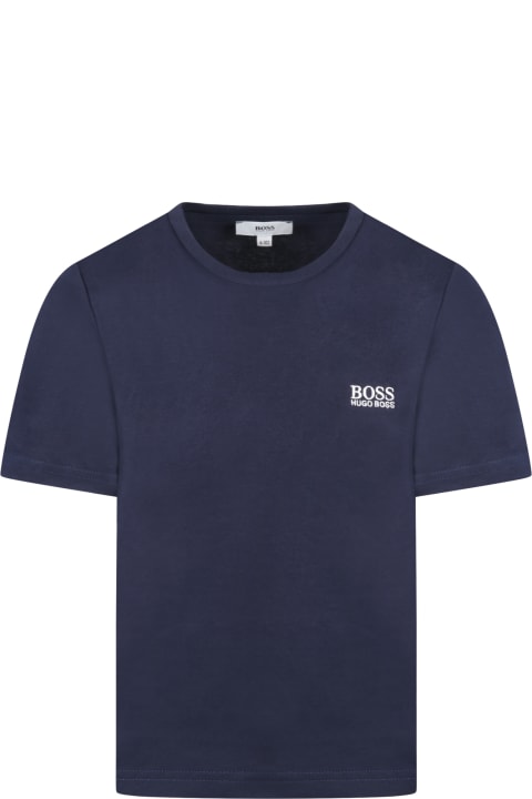 Hugo Boss T-Shirts & Polo Shirts for Boys Hugo Boss Blue T-shirt For Boy With Logo