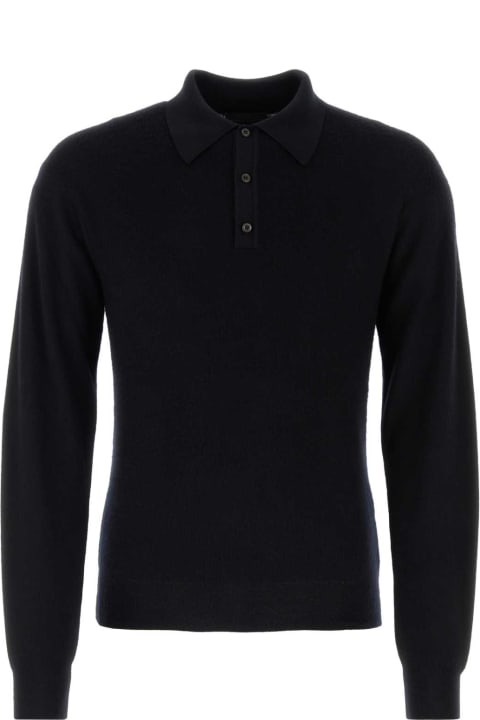 Prada Topwear for Men Prada Black Cashmere Blend Polo Shirt