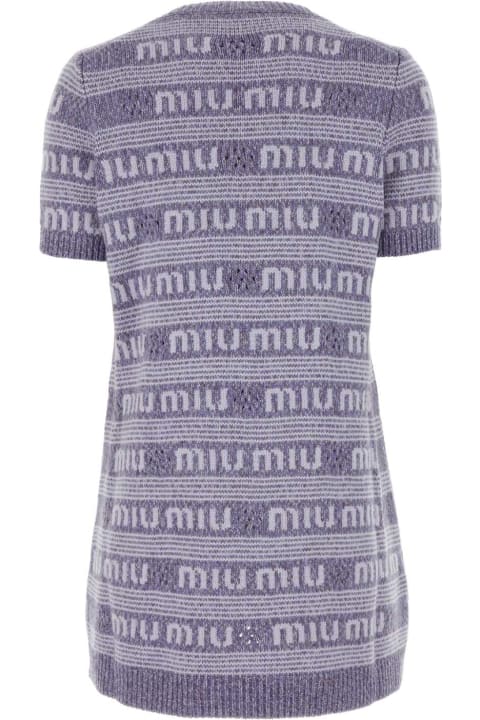 Clothing for Women Miu Miu Embroidered Wool Blend Mini Sweater Dress