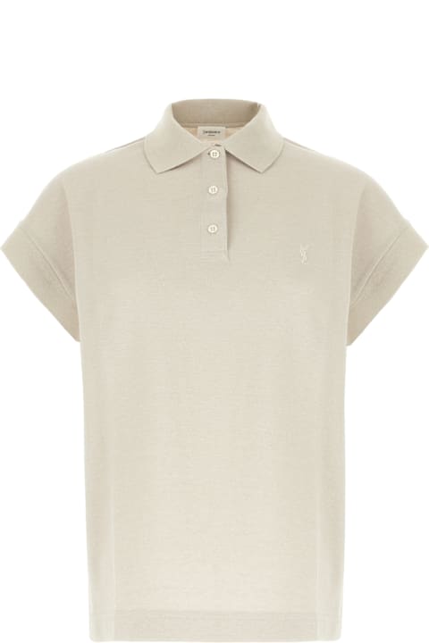 Saint Laurent for Women Saint Laurent Light Grey Piquet Polo Shirt