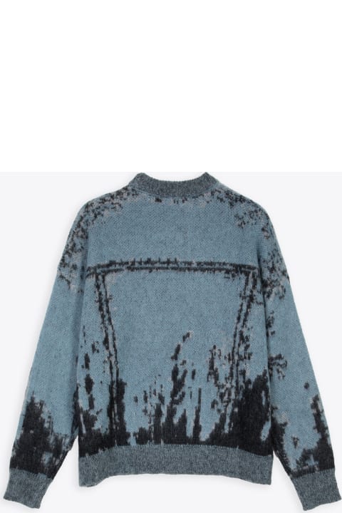 Diesel K-patmos Maglia Blue Mohair Sweater With Jacquard Motif - K Patmos