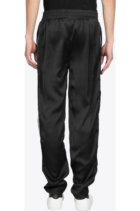Academy Tracksuit Black satin track pant with side band - Academy tracksuit