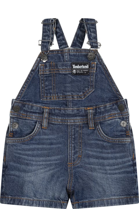 Topwear for Baby Girls Timberland Denim Dungarees For Baby Boy With Logo