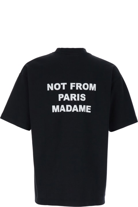 Drôle de Monsieur for Men Drôle de Monsieur Black Crewneck T-shirt With Slogan Print On The Front And Back In Cotton Man