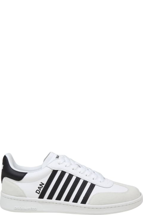 メンズ Dsquared2のスニーカー Dsquared2 White/black Leather Boxer Sneakers