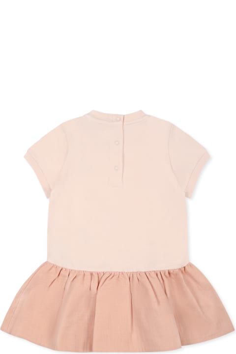 Moncler Bodysuits & Sets for Baby Girls Moncler Pink Dress For Baby Girl With Logo