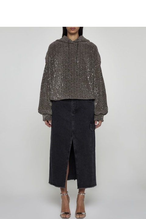 Stine Goya Fleeces & Tracksuits for Women Stine Goya Jesper Sequin Lame' Knit Hoodie