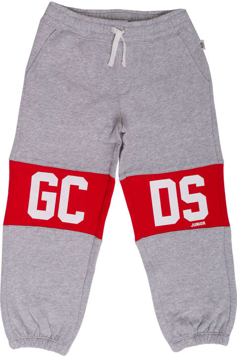 Gcds Boy's Grey Cotton Joggers With  Logo