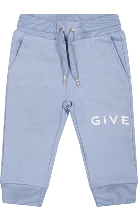 Light Blue Trousers For Baby Boy With Logo