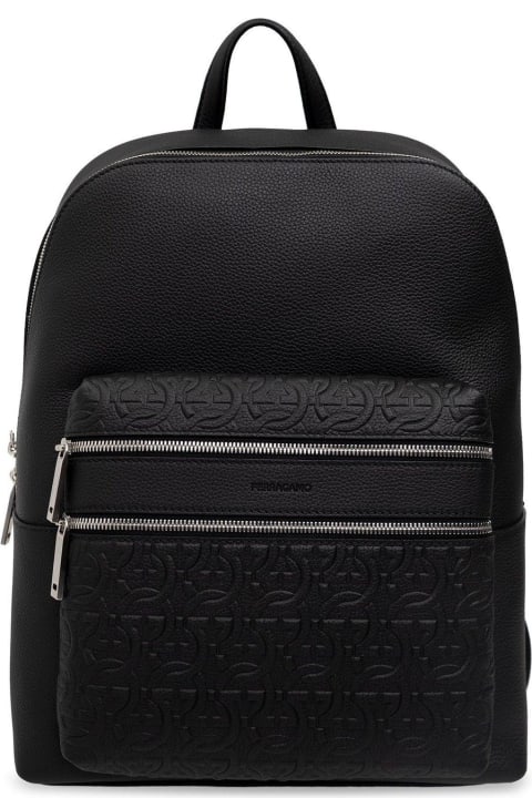 Ferragamo Backpacks for Men Ferragamo Logo-embossed Zipped Backpack