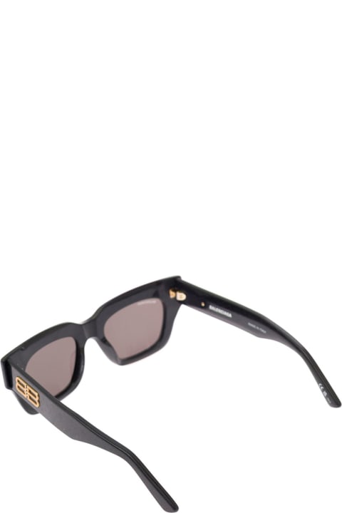 Black Rive Gauche D-frame Sunglasses In Used Acetate Wth Grey Lenses Balenciaga Woman