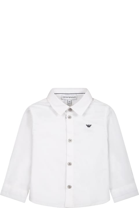 Topwear for Baby Boys Emporio Armani White Skirt For Babyboy With Blue Eagle