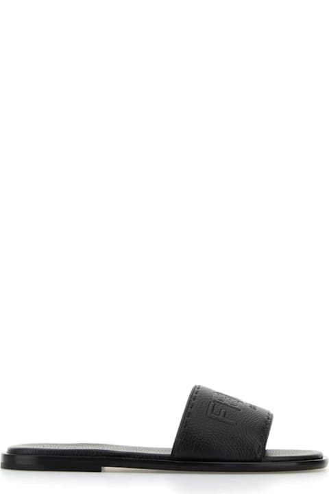 Fendi for Men Fendi Black Leather Slippers