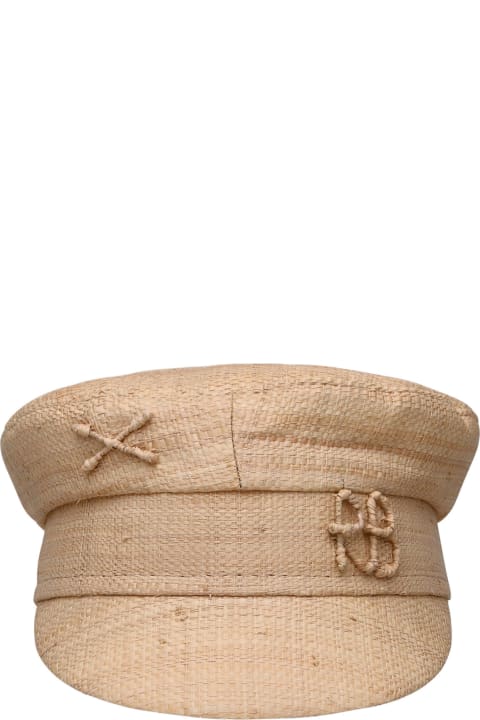 Accessories for Women Ruslan Baginskiy Beige Straw Baker Boy Hat