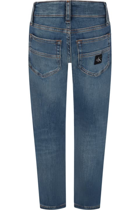 Blue-denim Jeans For Boy With Patch Logo