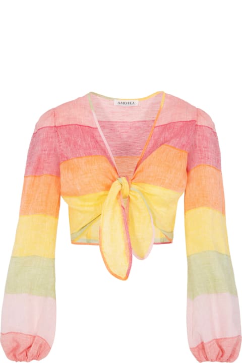 Amotea Topwear for Women Amotea Susie Top In Rainbow Linen