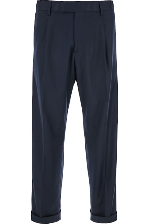 Low Brand Clothing for Men Low Brand 'kim Luxor' Blue Plissed Pants In Tech Fabric Woman