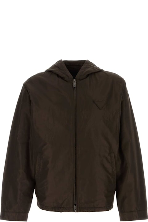 Prada Coats & Jackets for Men Prada Brown Silk Jacket