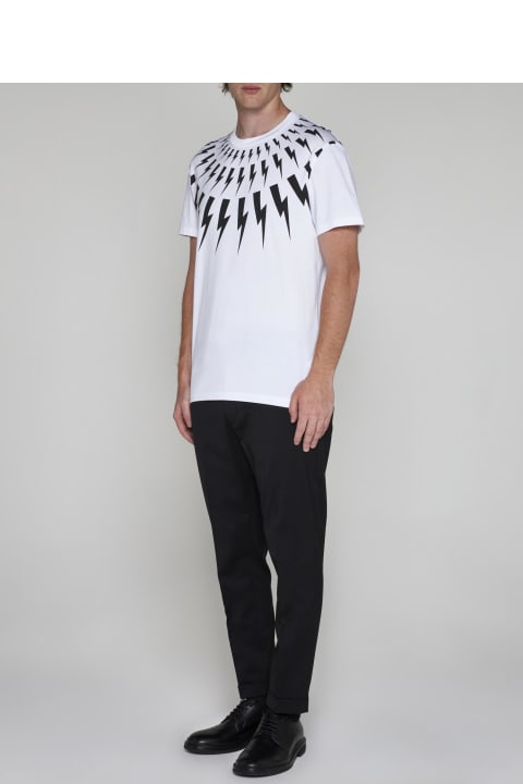 Fashion for Women Neil Barrett Fair Isle Thunderbolt Cotton T-shirt
