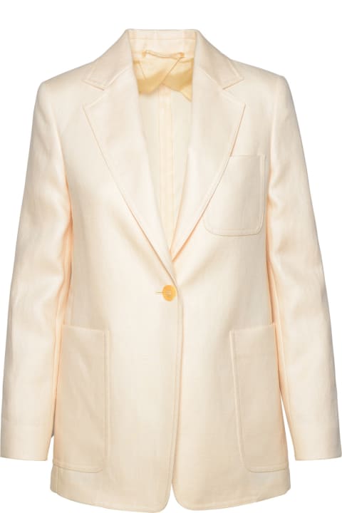 Max Mara Coats & Jackets for Women Max Mara 'boemia' Ivory Linen Blazer