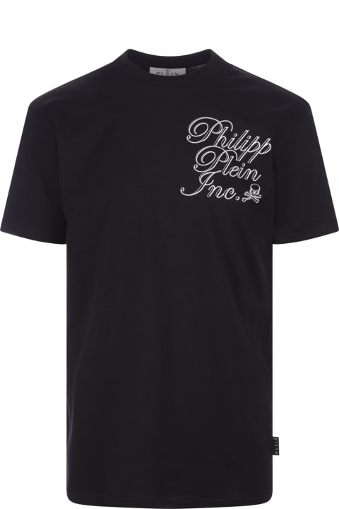 Philipp Plein Men Philipp Plein Black T-shirt With Philipp Plein Tm Print On Front And Back