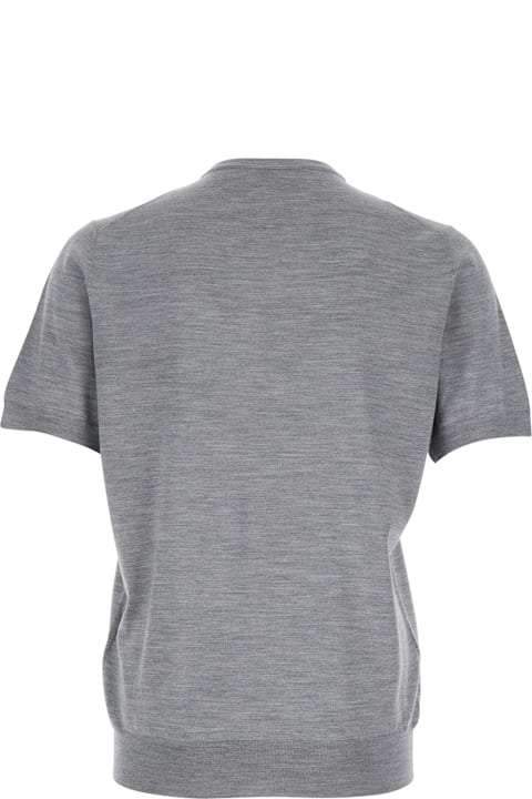 Lardini Topwear for Men Lardini Grey Ribbed Crewneck Sweater In Wool And Silk Blend Man